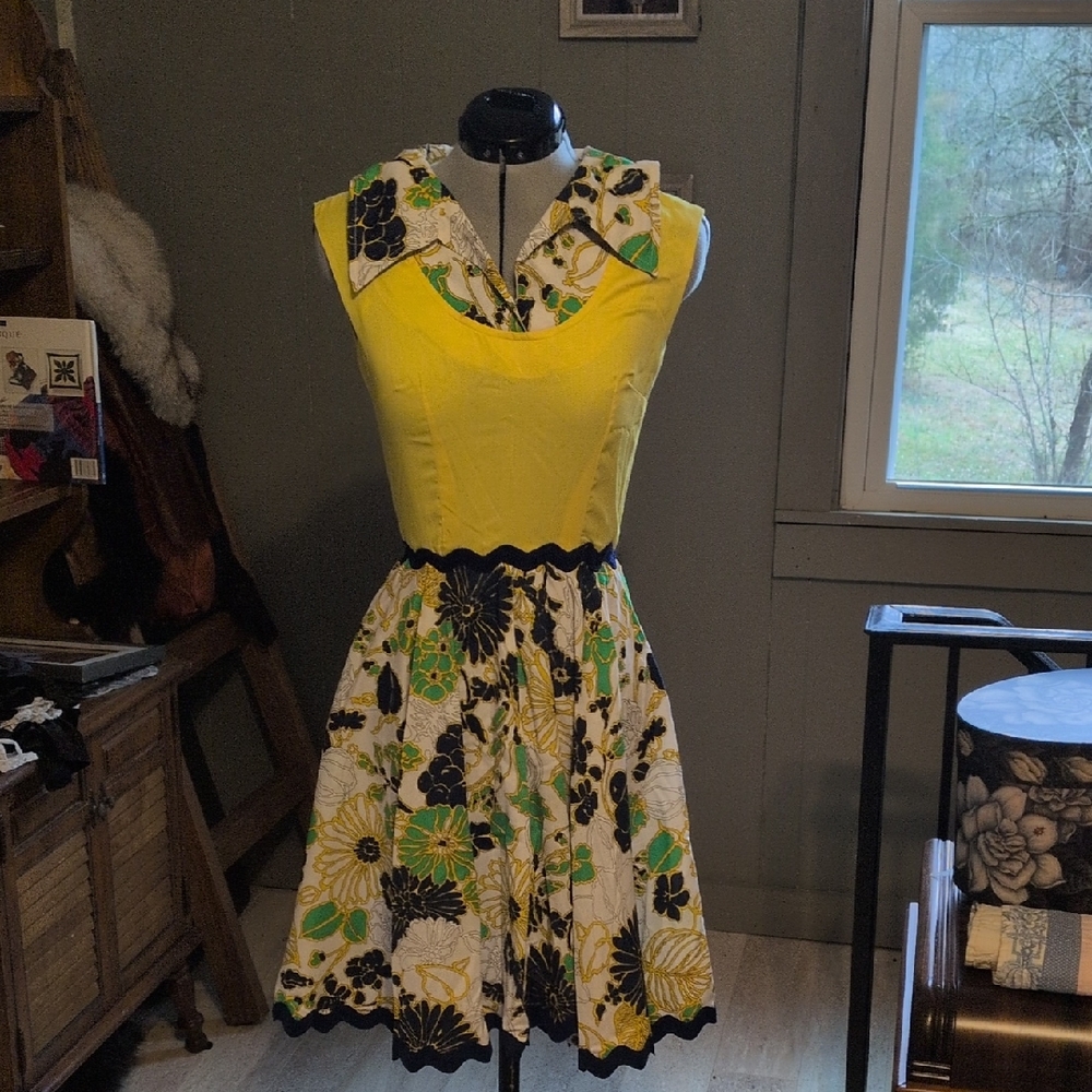 Floral Yellow and Green Dress